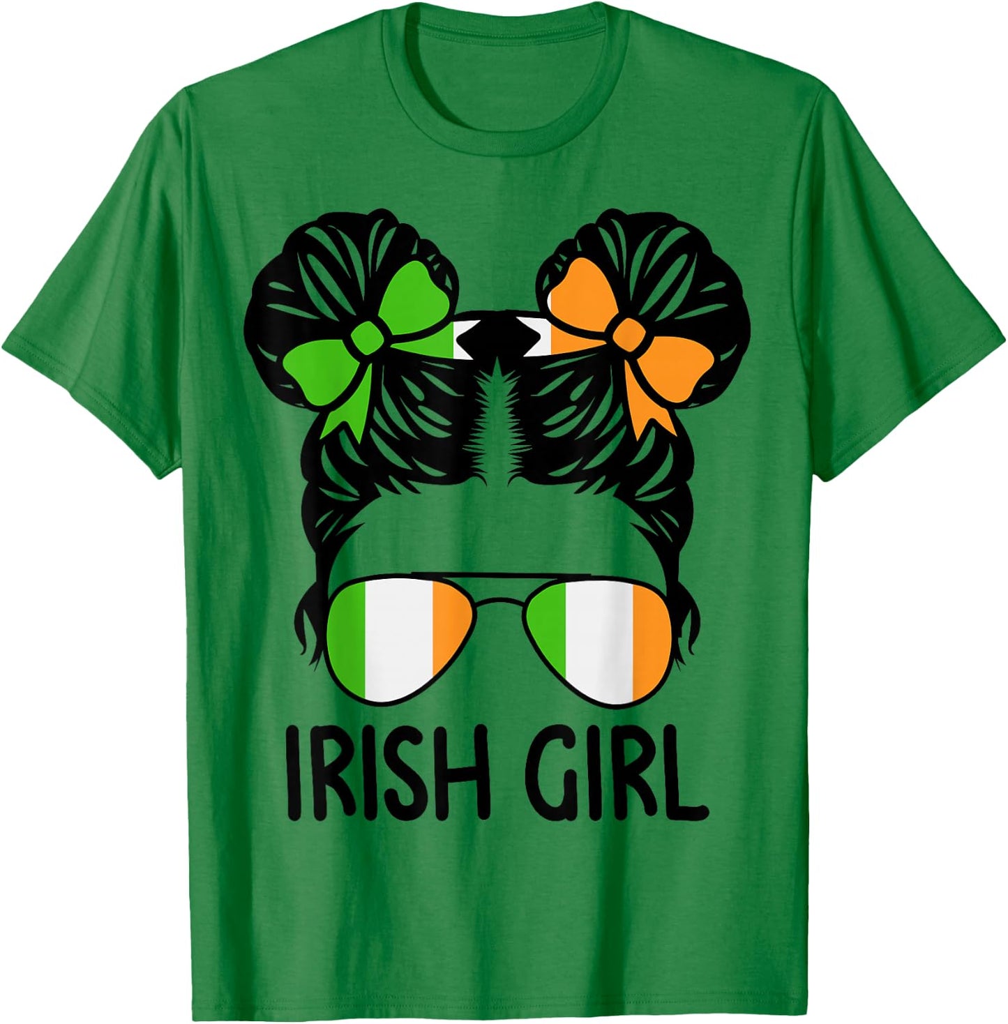 Irish Girl Messy Hair Ireland Pride Patriotic Kids T-Shirt - T-Shirt | Irish Green