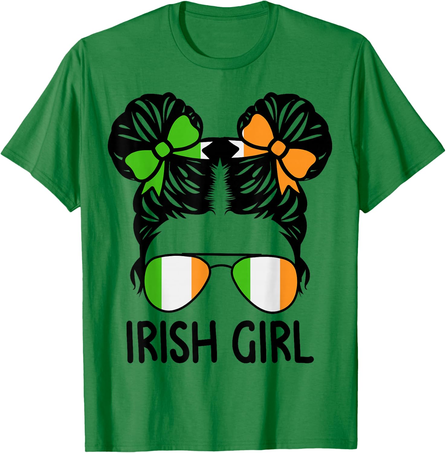Irish Girl Messy Hair Ireland Pride Patriotic Kids T-Shirt - T-Shirt | Irish Green