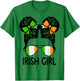 Irish Girl Messy Hair Ireland Pride Patriotic Kids T-Shirt - T-Shirt | Irish Green