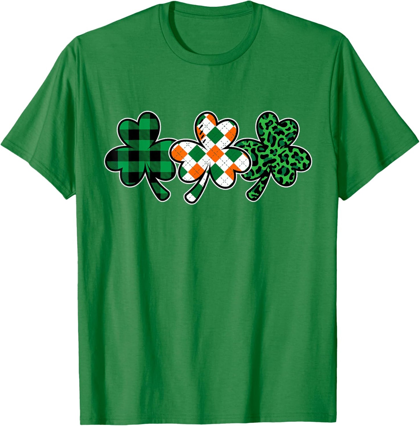 Women's St Patricks Day Shirt Plaid Leopard Green Shamrock T-Shirt - T-Shirt | Irish Green