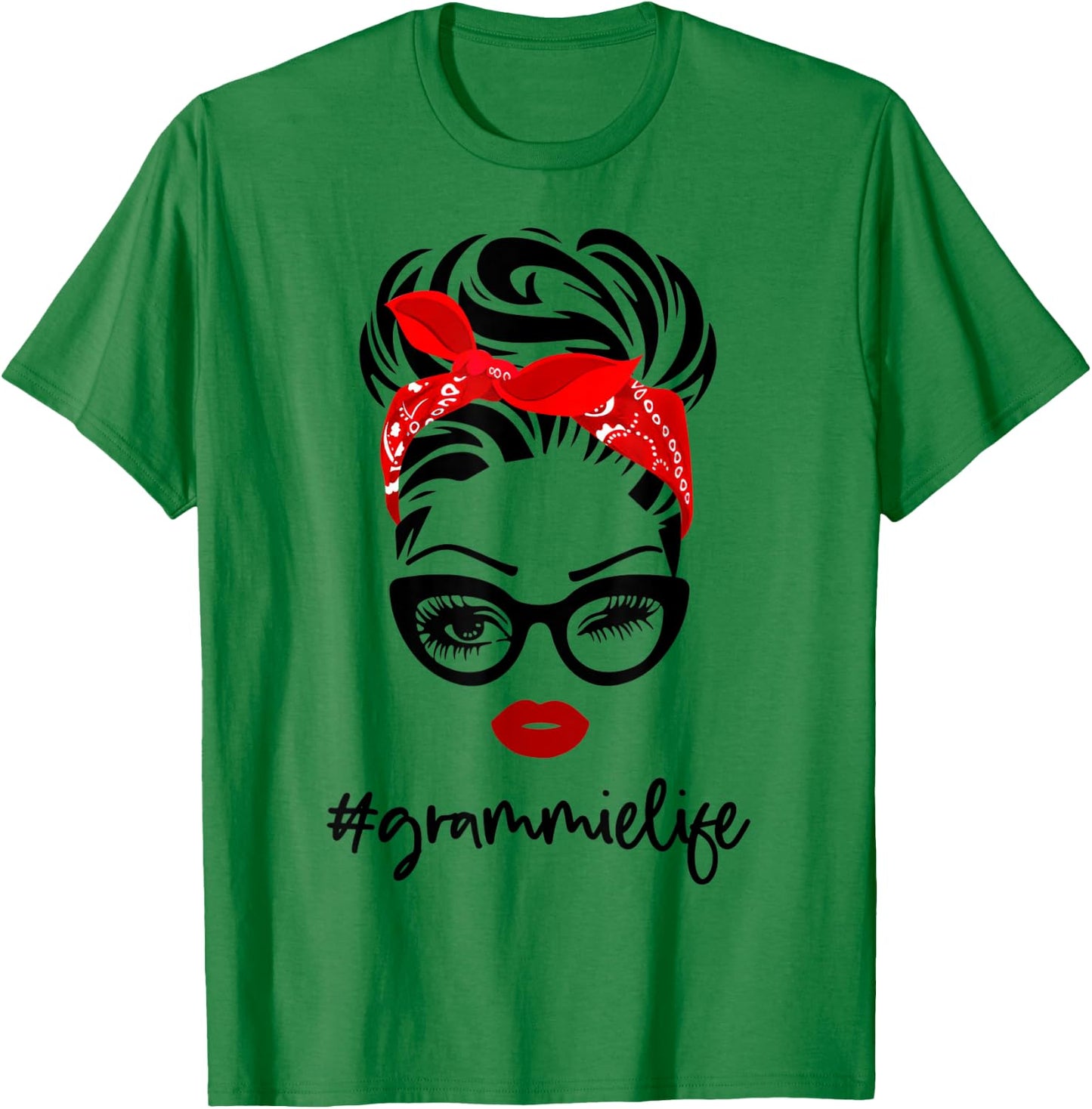 #grammieLife grammie Life Vintage Wink Eye Woman Face Gifts T-Shirt - T-Shirt | Irish Green
