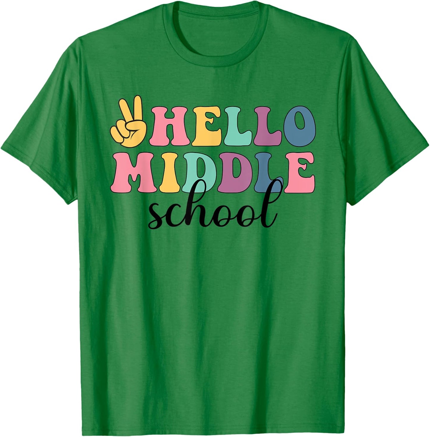 Hello Middle School Here I Come Retro Vintage Back To School T-Shirt - T-Shirt | Irish Green