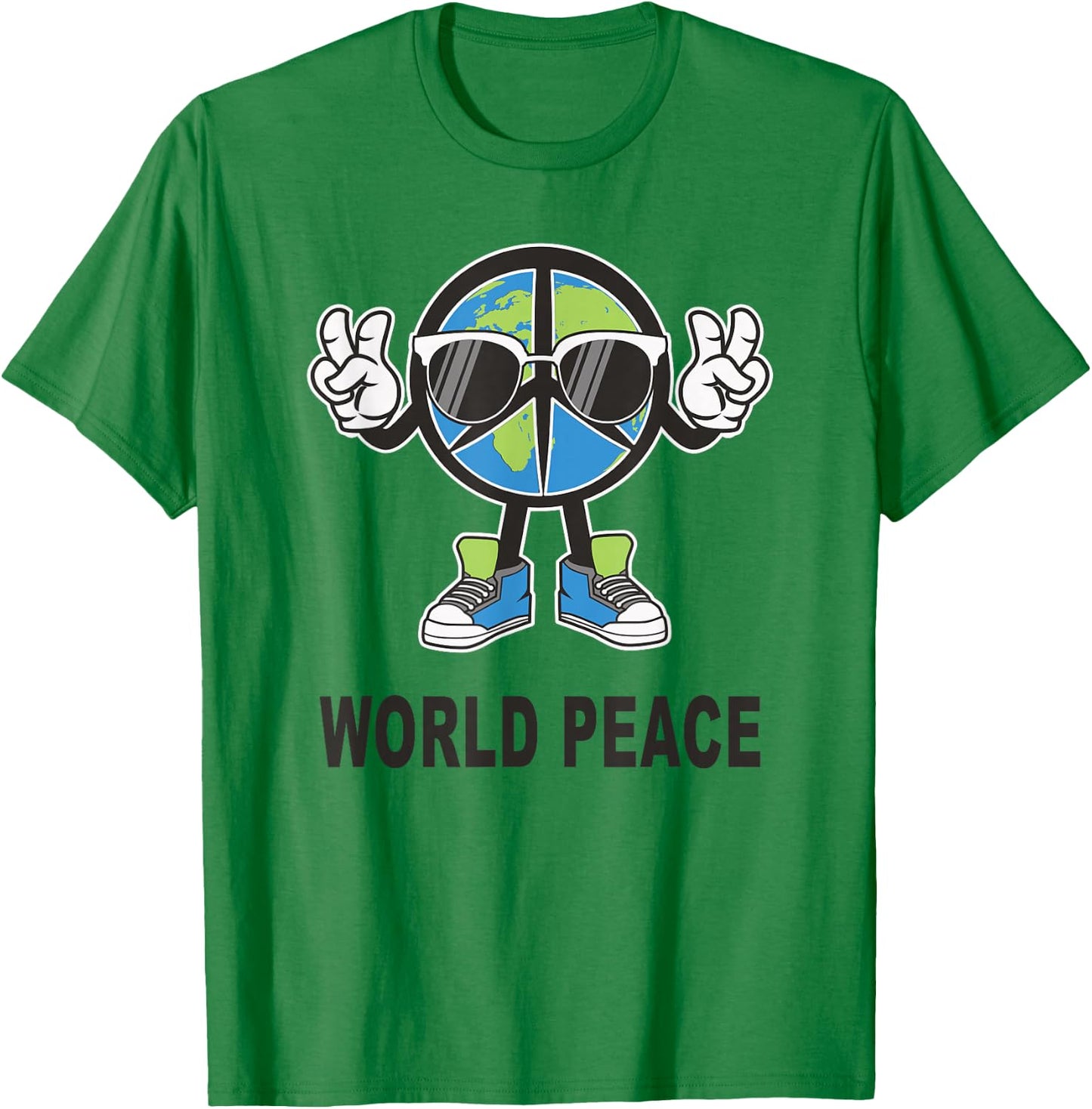 World Peace On Earth Shirt Global Love Peace Sign Funny T-Shirt - T-Shirt | Irish Green