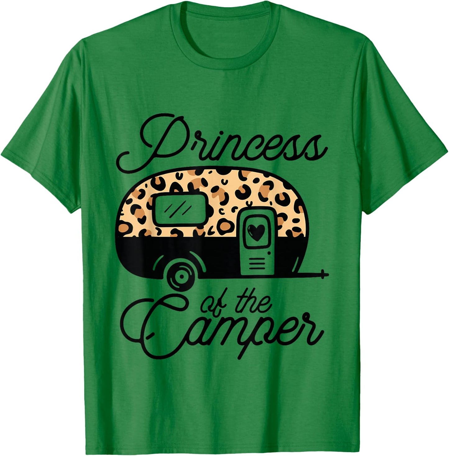Princess of the Camper Leopard Women Camper Camping Traveler T-Shirt - T-Shirt | Irish Green