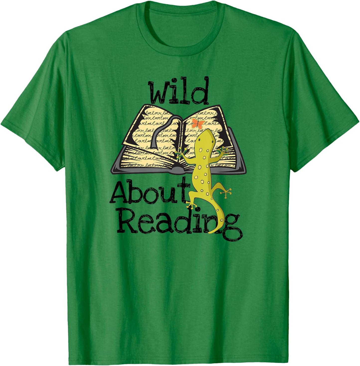 Wild About Reading Gecko Book Gift Teachers Men Women Girls Kids T-Shirt - T-Shirt | Irish Green