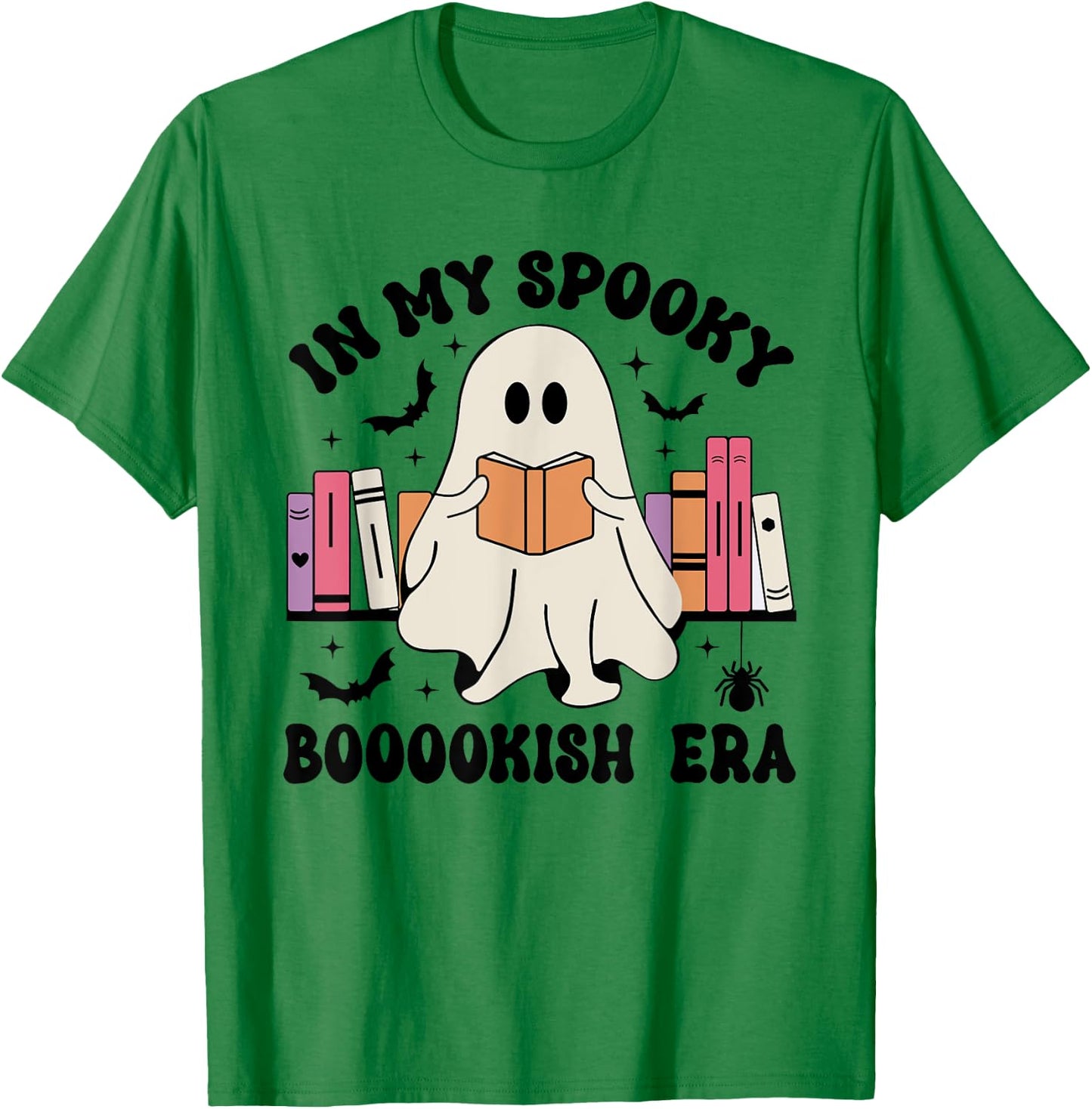 In My Spooky Bookish Era Ghost Books Halloween Reading T-Shirt - T-Shirt | Irish Green