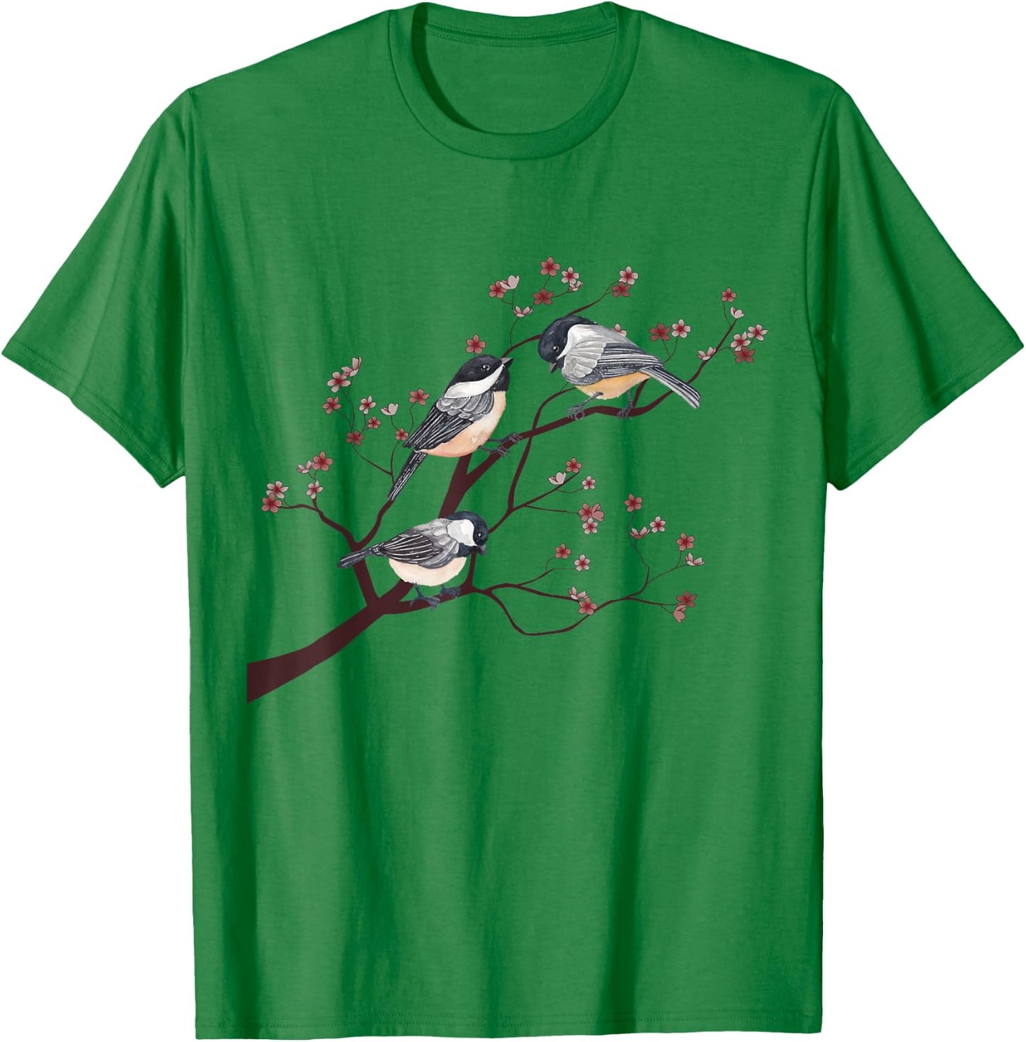 Bird Watching Nature Animal Vintage Blossom Chickadee T-Shirt - T-Shirt | Irish Green
