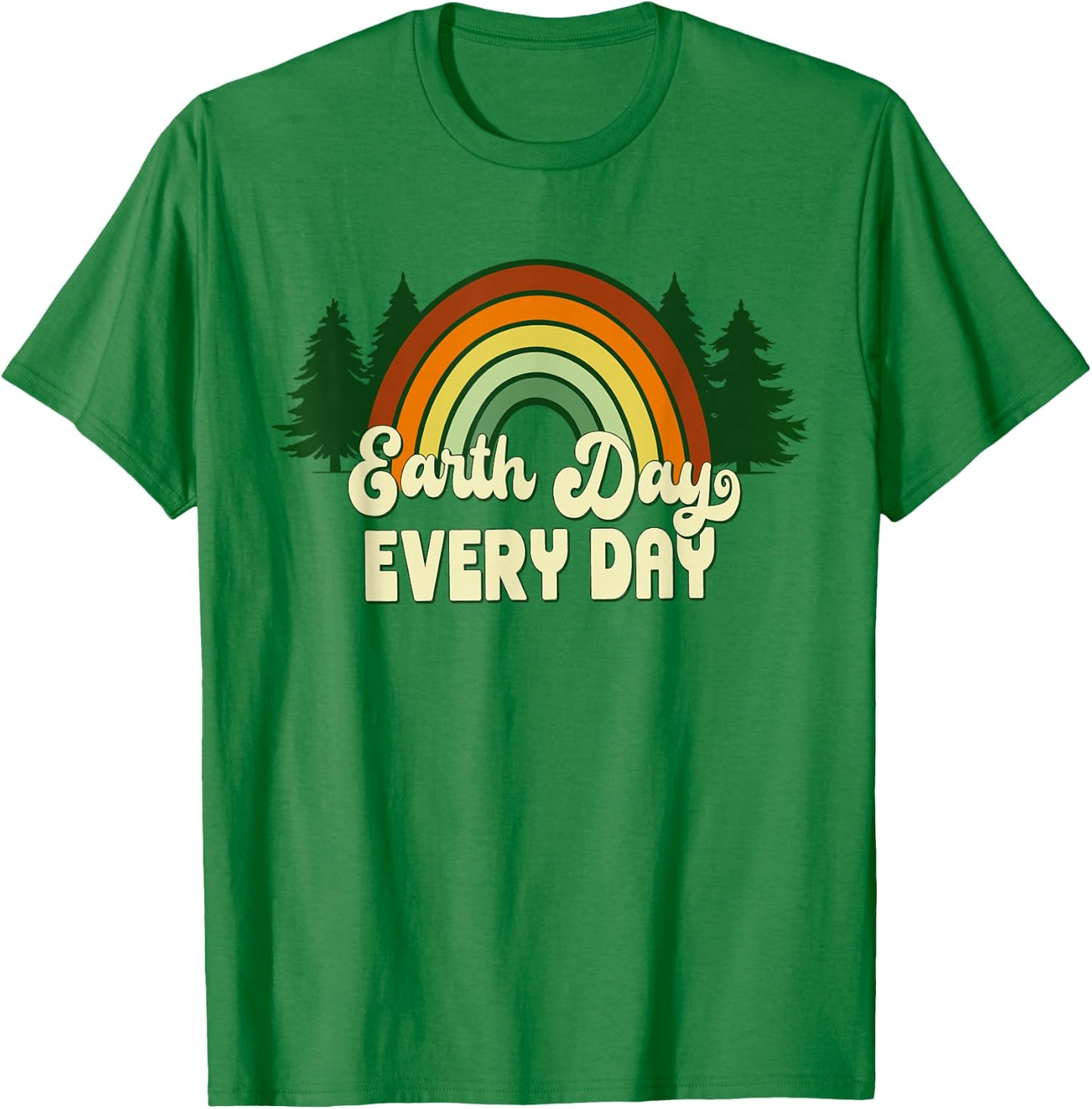 Earth Day Everyday Rainbow Pine Trees T-Shirt - T-Shirt | Irish Green