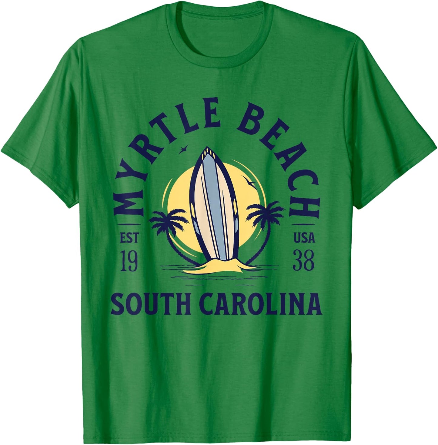 Myrtle Beach South Carolina Surf Summer Vacation Vintage T-Shirt - T-Shirt | Irish Green