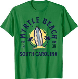 Myrtle Beach South Carolina Surf Summer Vacation Vintage T-Shirt - T-Shirt | Irish Green