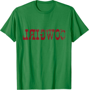 Vintage Reverse Cowgirl Rodeo Western Country Southern Gift T-Shirt - T-Shirt | Irish Green