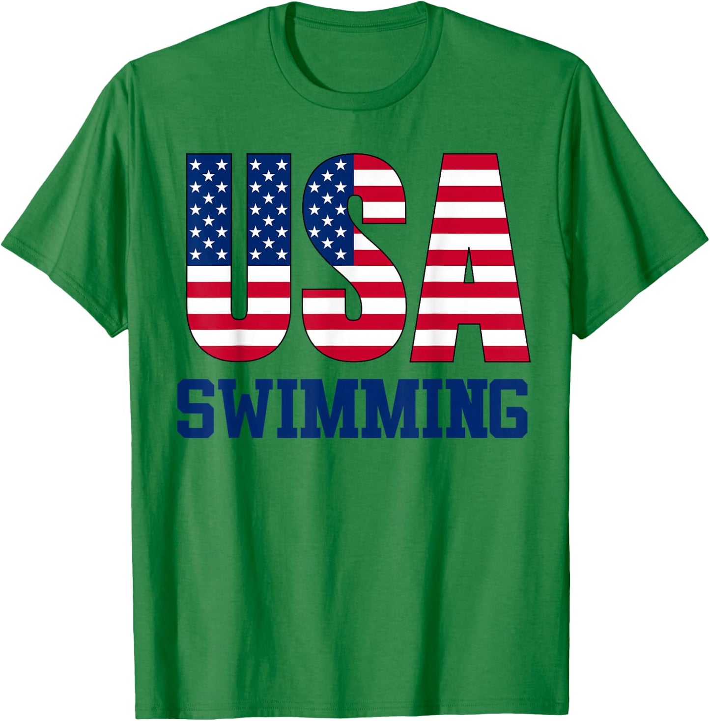 USA with American Flag Swimming Sports T-Shirt - T-Shirt | Irish Green