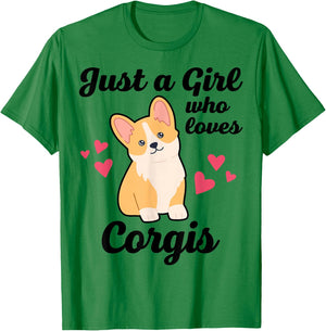 Girl Who Loves Corgi T-Shirt - T-Shirt | Irish Green