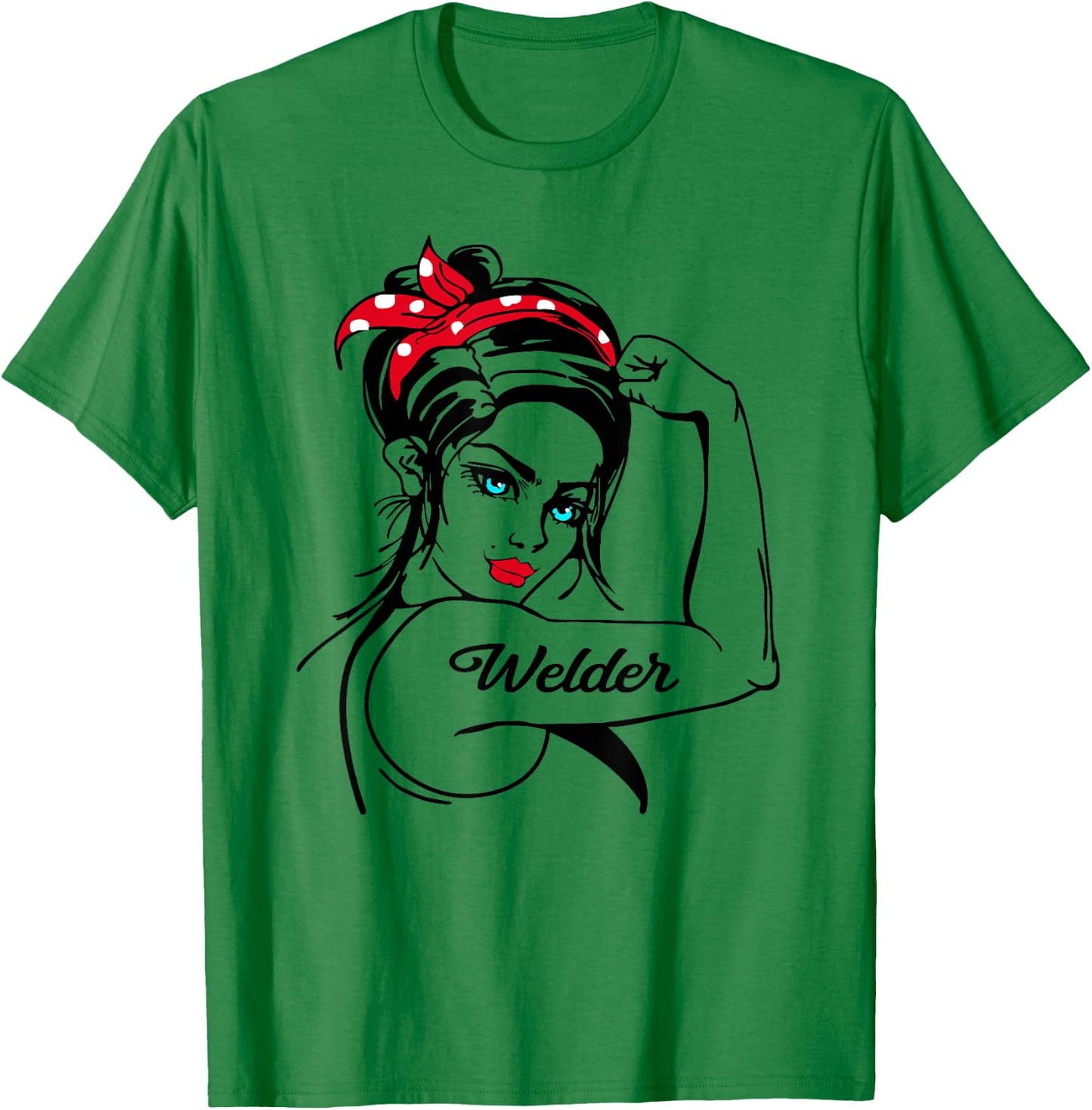Female Welder Rosie The Riveter Pin Up Girl T-Shirt - T-Shirt | Irish Green