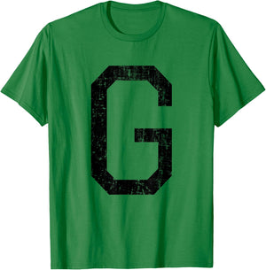 Letter G Capital Alphabet Initial School College Varsity T-Shirt - T-Shirt | Irish Green