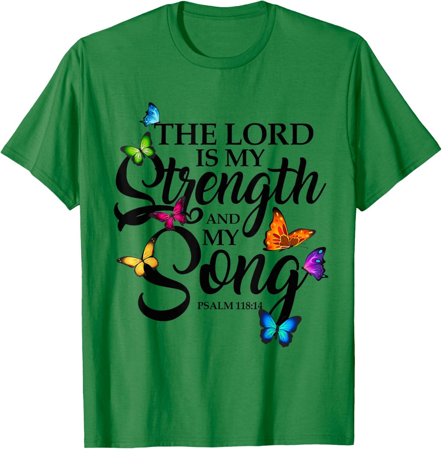 The Lord Is My Power and My Song Butterfly Art T-Shirt - T-Shirt | Irish Green