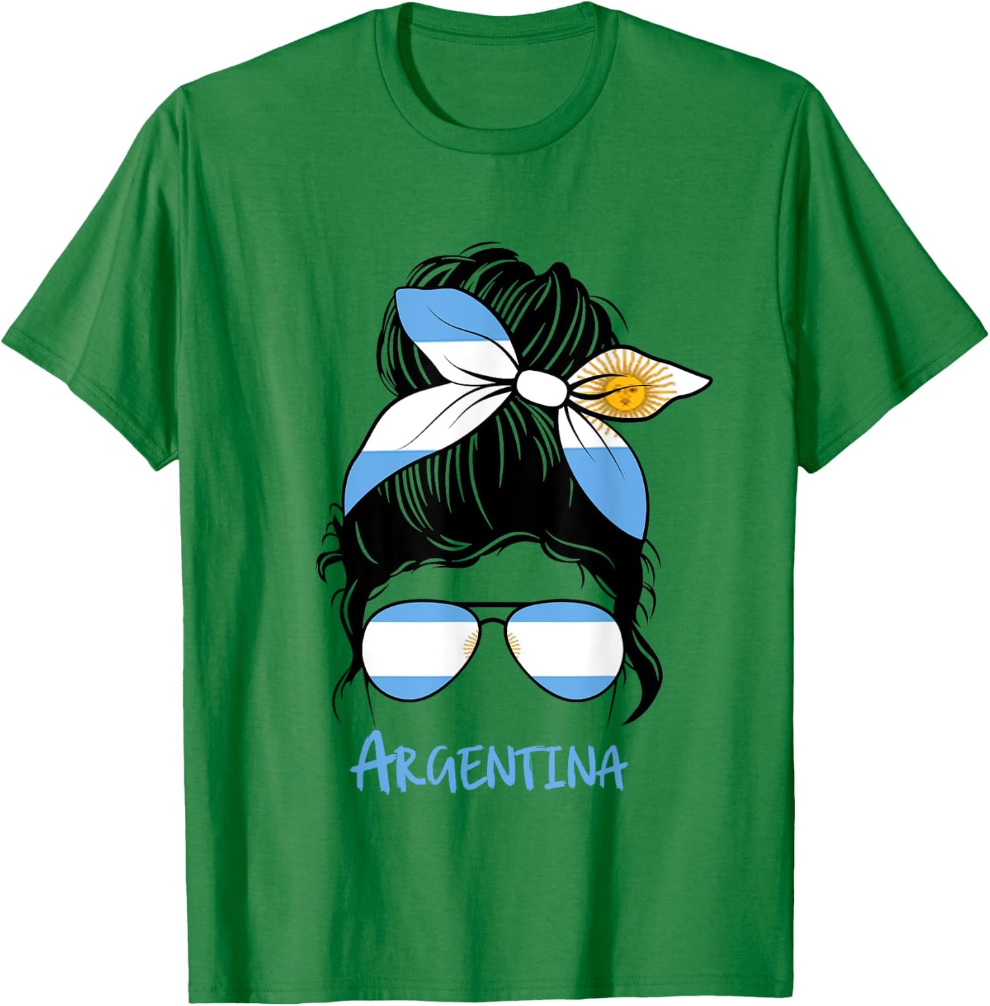 Argentine Girl Bandana Glasses Flag Colors Latina Pride T-Shirt - T-Shirt | Irish Green