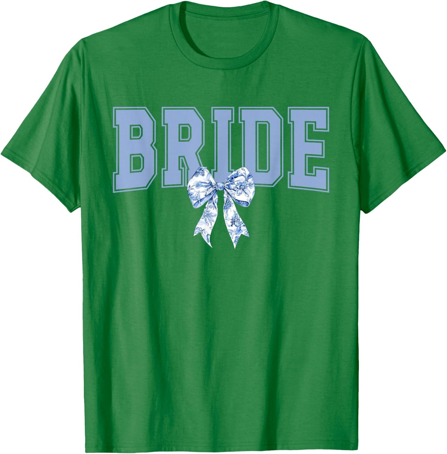 Bride Floral Blue Toile Coquette Bow Bridal Party Wedding T-Shirt - T-Shirt | Irish Green