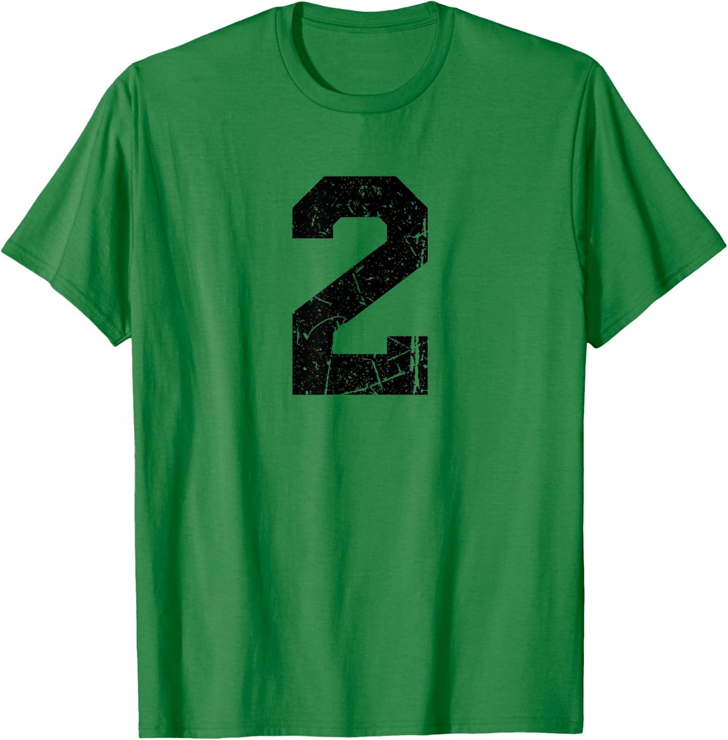 Distressed Black Sports Team Number #2 T-Shirt - T-Shirt | Irish Green