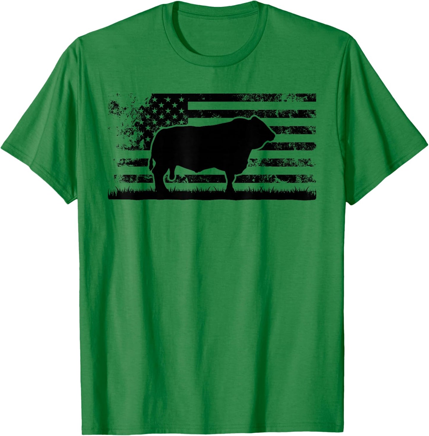 USA American Flag - America Cow Simmental Rancher T-Shirt - T-Shirt | Irish Green