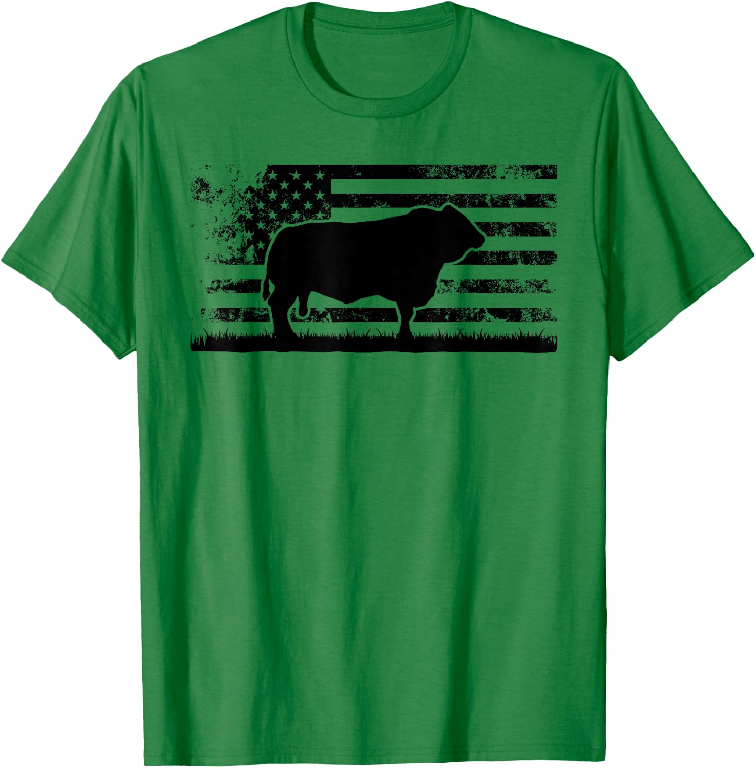 USA American Flag - America Cow Simmental Rancher T-Shirt - T-Shirt | Irish Green