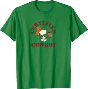 Peanuts - Certified Cowboy Snoopy T-Shirt - T-Shirt | Irish Green