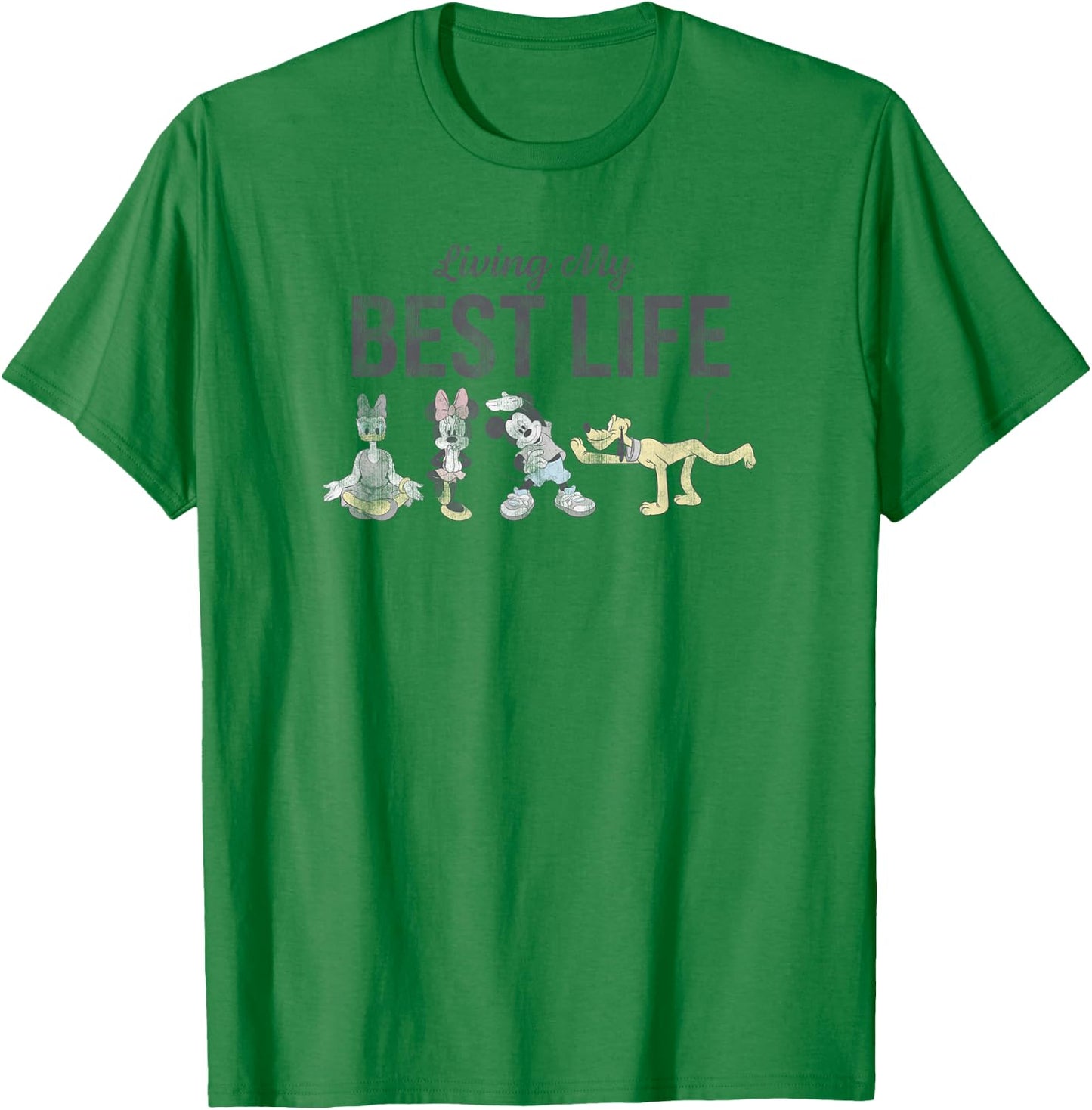 Disney Mickey Classic Best Life Group Yoga Poster T-Shirt - T-Shirt | Irish Green