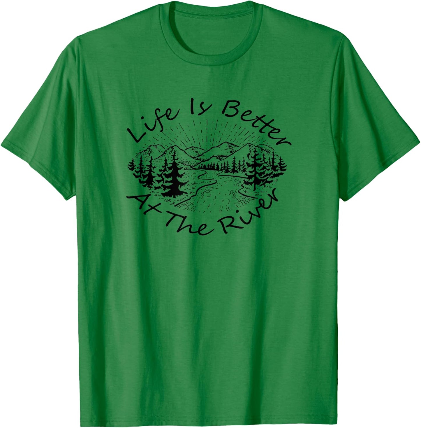 Vintage Retro Life is Better at The River T-Shirt - T-Shirt | Irish Green