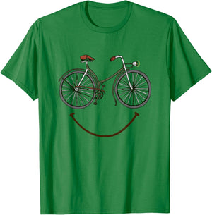 Funny Bicycle Smile Bike Smiling Face Cycling T-Shirt - T-Shirt | Irish Green