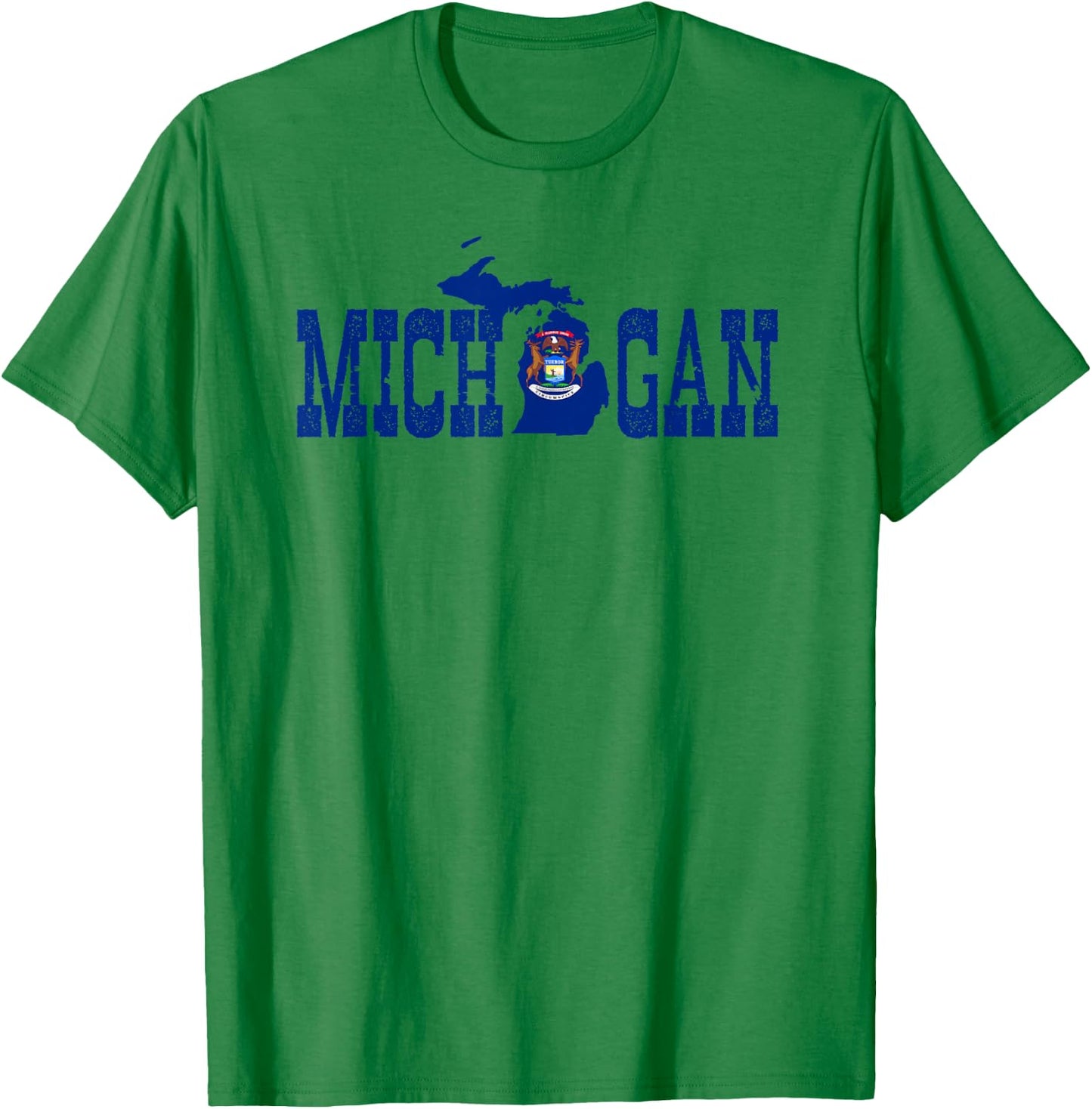 Michigan State and Michigan Flag with Pride for Michigan T-Shirt - T-Shirt | Irish Green