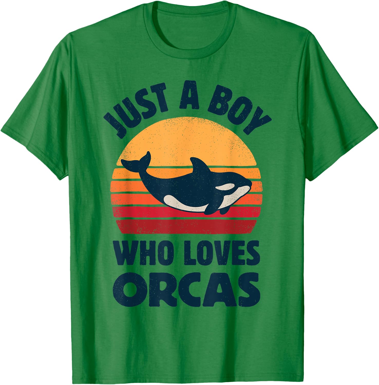 Killer Whale Just A Boy Who Loves Orcas Sea Animals Retro T-Shirt - T-Shirt | Irish Green