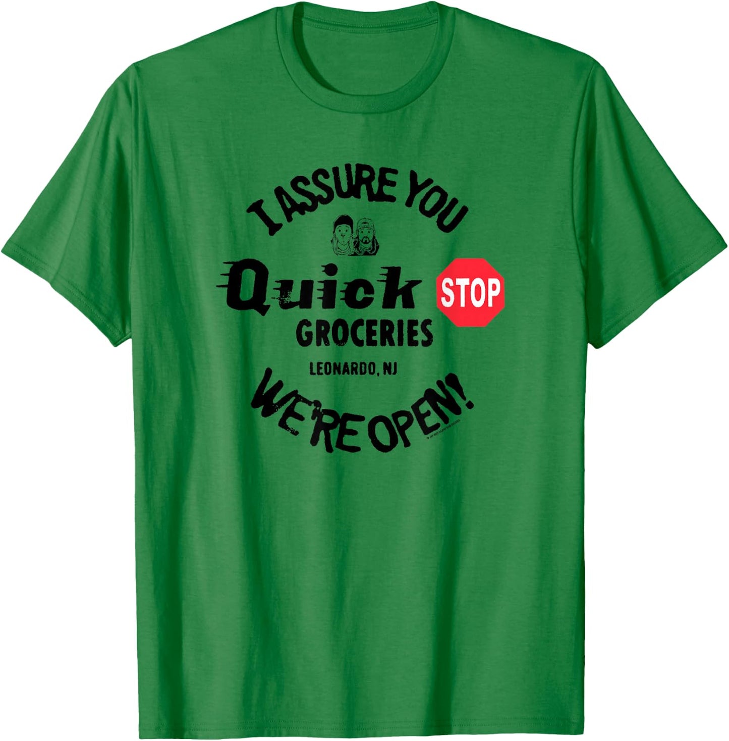 Jay and Silent Bob Quick Stop Groceries Sign T-Shirt - T-Shirt | Irish Green