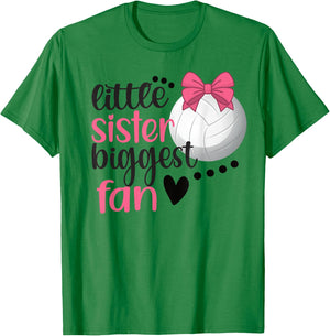 Little Sister Biggest Fan | Volleyball Sister Volleyball Sis T-Shirt - T-Shirt | Irish Green