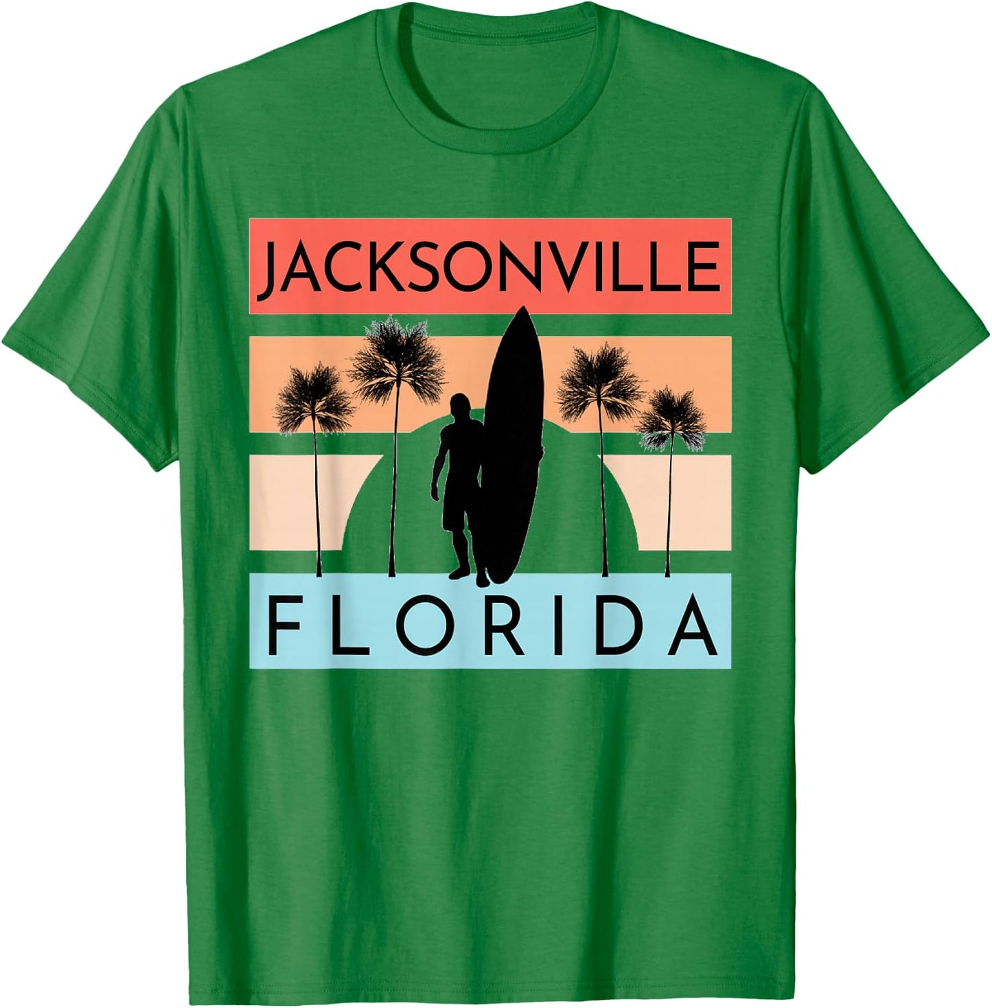 Jacksonville Florida Beach Surfing Summer Vacation T-Shirt - T-Shirt | Irish Green
