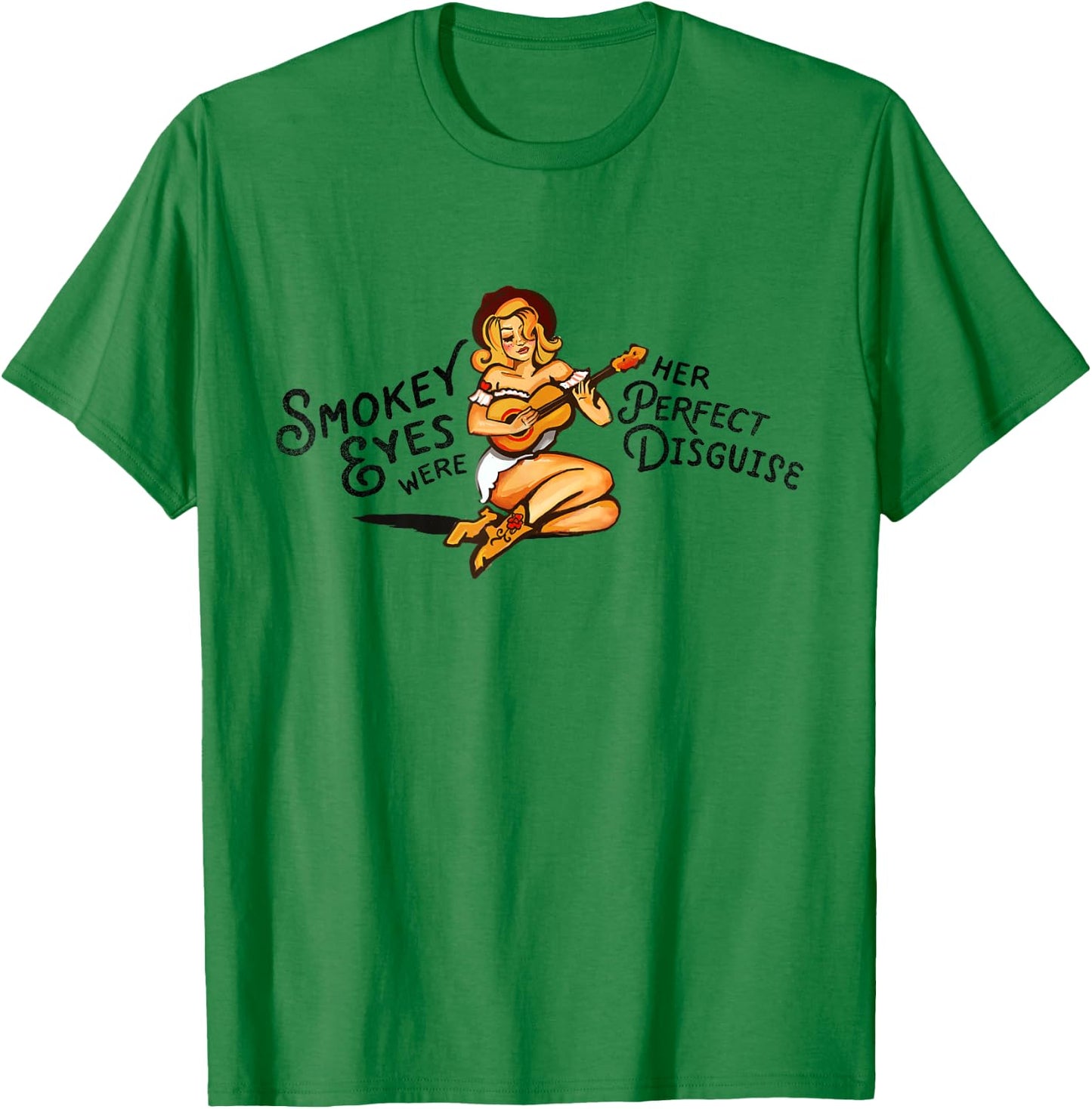 Smokey Eyes Were Her Perfect Disguise. Cute Vintage Pinup T-Shirt - T-Shirt | Irish Green