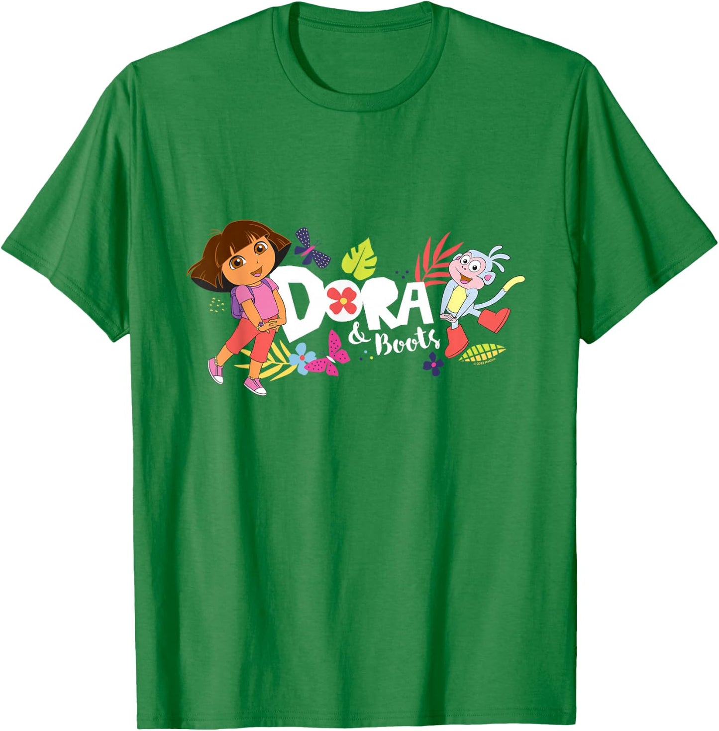 Dora the Explorer with Boots and Butterflies T-Shirt - T-Shirt | Irish Green