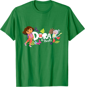 Dora the Explorer with Boots and Butterflies T-Shirt - T-Shirt | Irish Green