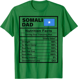 Somali Dad Nutrition Facts Father's Day National Heritage T-Shirt - T-Shirt | Irish Green