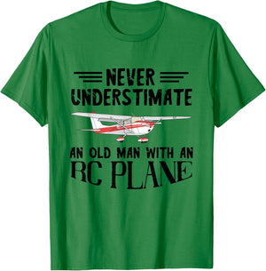 RC Aeroplane Old Man with Many RC Planes Remote Controlled Pilot T-Shirt - T-Shirt | Irish Green