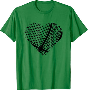 Palestine Palestinian Black Hatta Heart Shape T-Shirt - T-Shirt | Irish Green