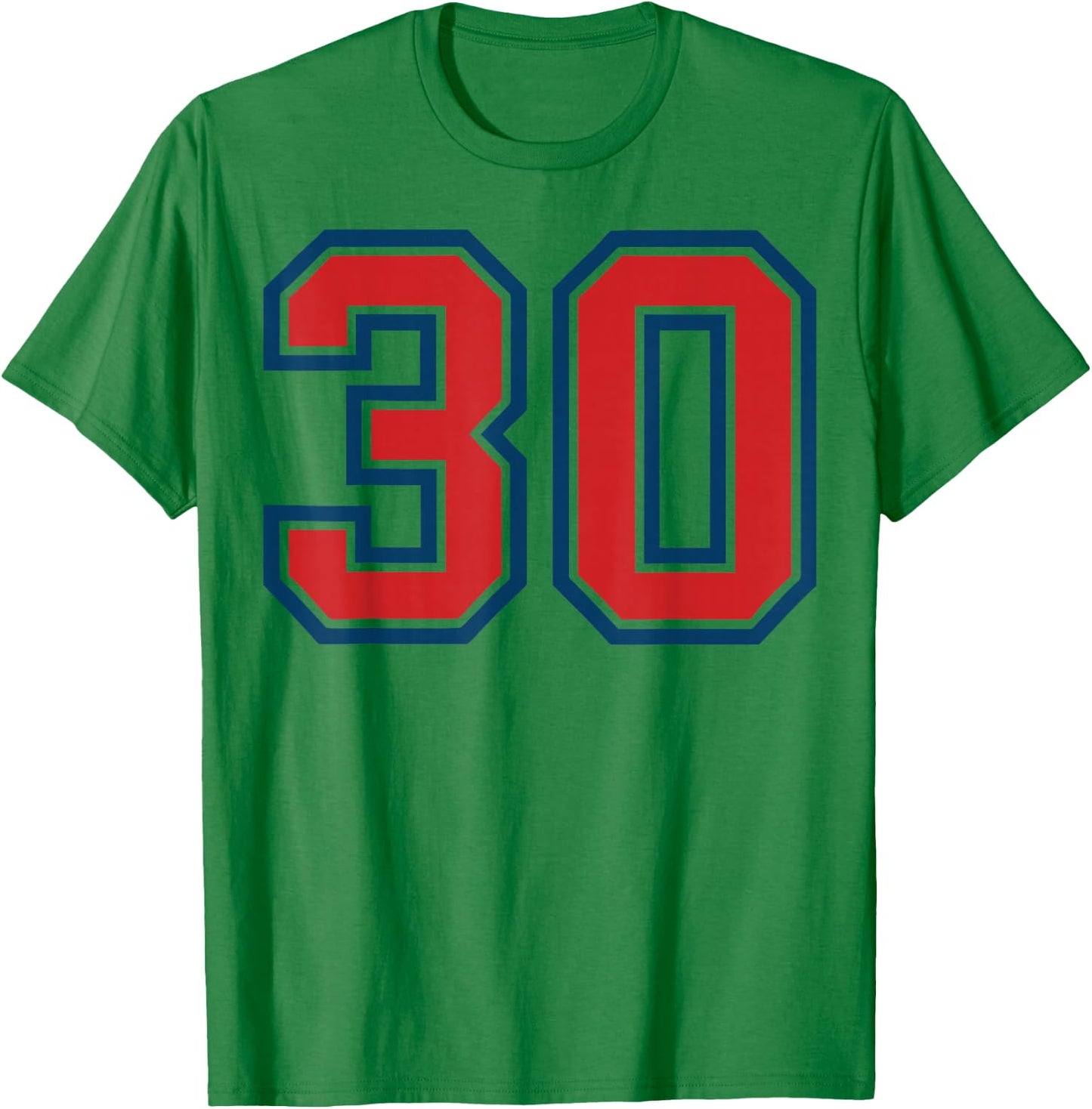 Red and Blue Sports Number 30 Jersey Uniform Player Fan T-Shirt - T-Shirt | Irish Green