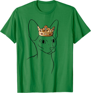 Cornish Rex Cat Wearing Crown Men Women Girls Kids T-Shirt - T-Shirt | Irish Green