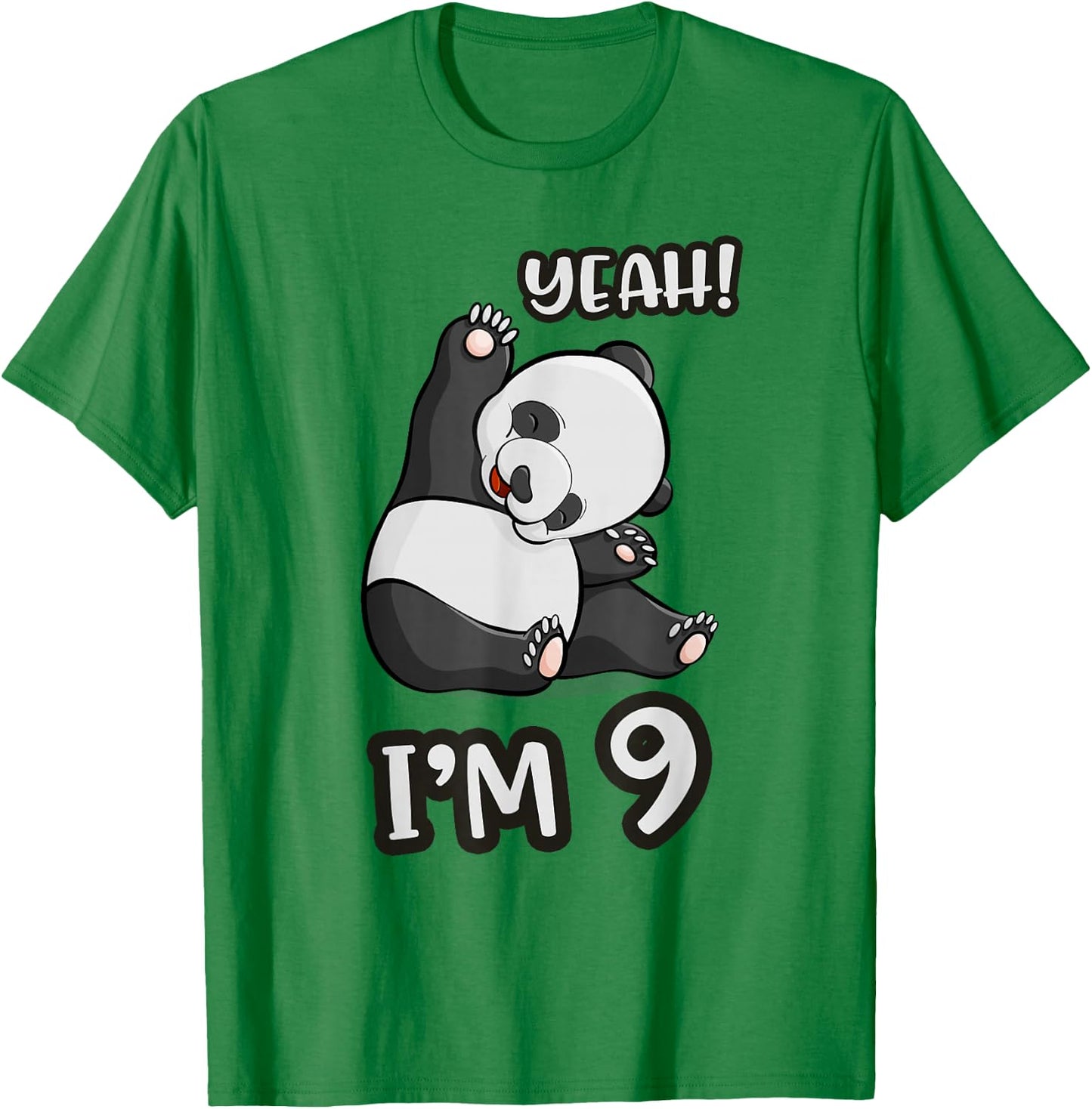 9th Birthday Cute Panda yeah im 9 Years old girl Gif T-Shirt - T-Shirt | Irish Green