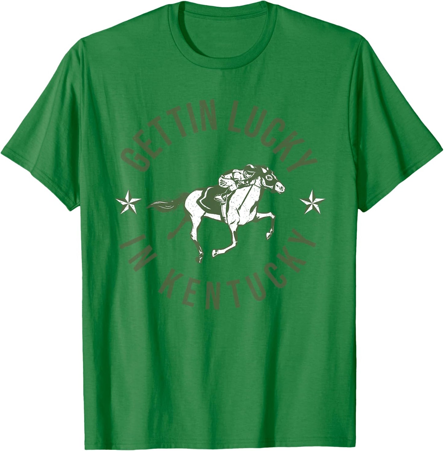 Funny Derby Vintage Getting Lucky In Kentucky Horse Racing T-Shirt - T-Shirt | Irish Green