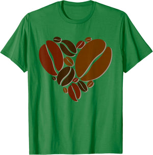 Aesthetic Coffee Bean Heart I Coffee Drinker I Coffee T-Shirt - T-Shirt | Irish Green