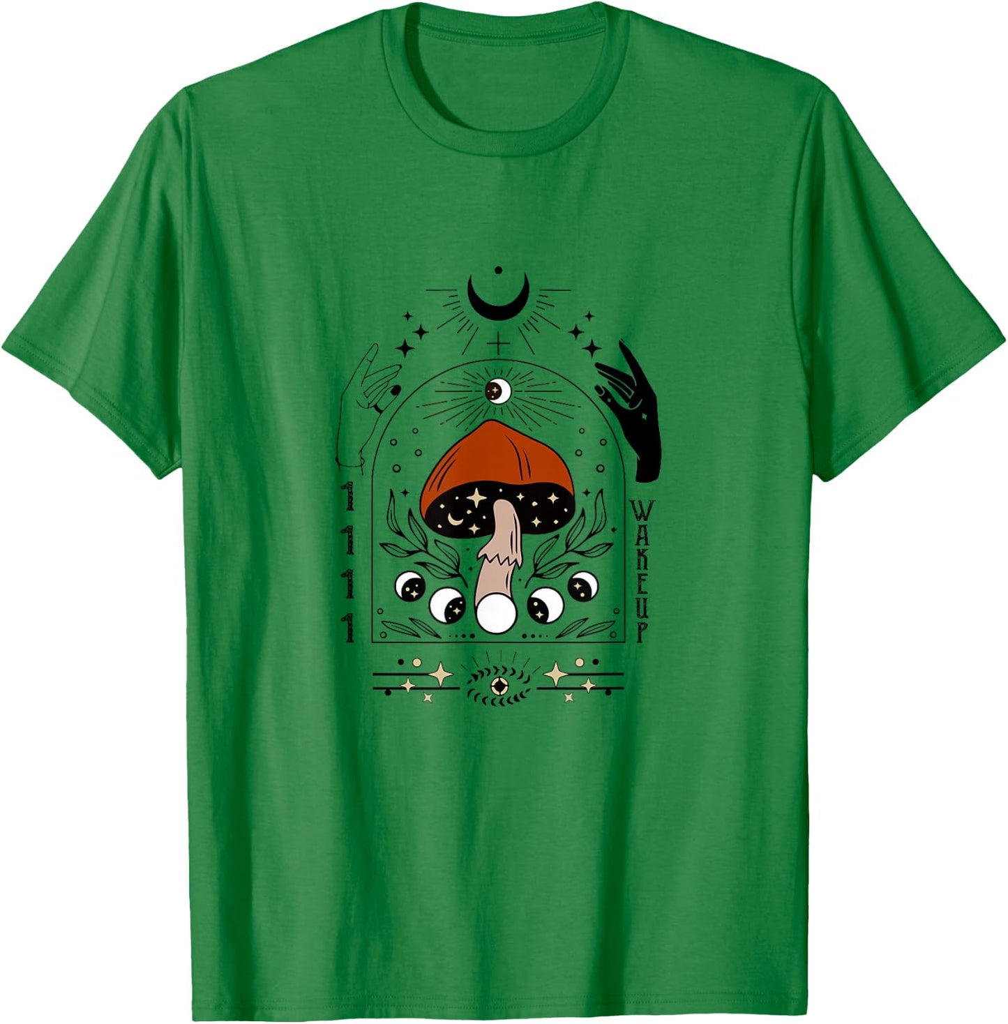 1111 Wake Up Angel Number Spiritual Mystical Mushroom 11:11 T-Shirt - T-Shirt | Irish Green