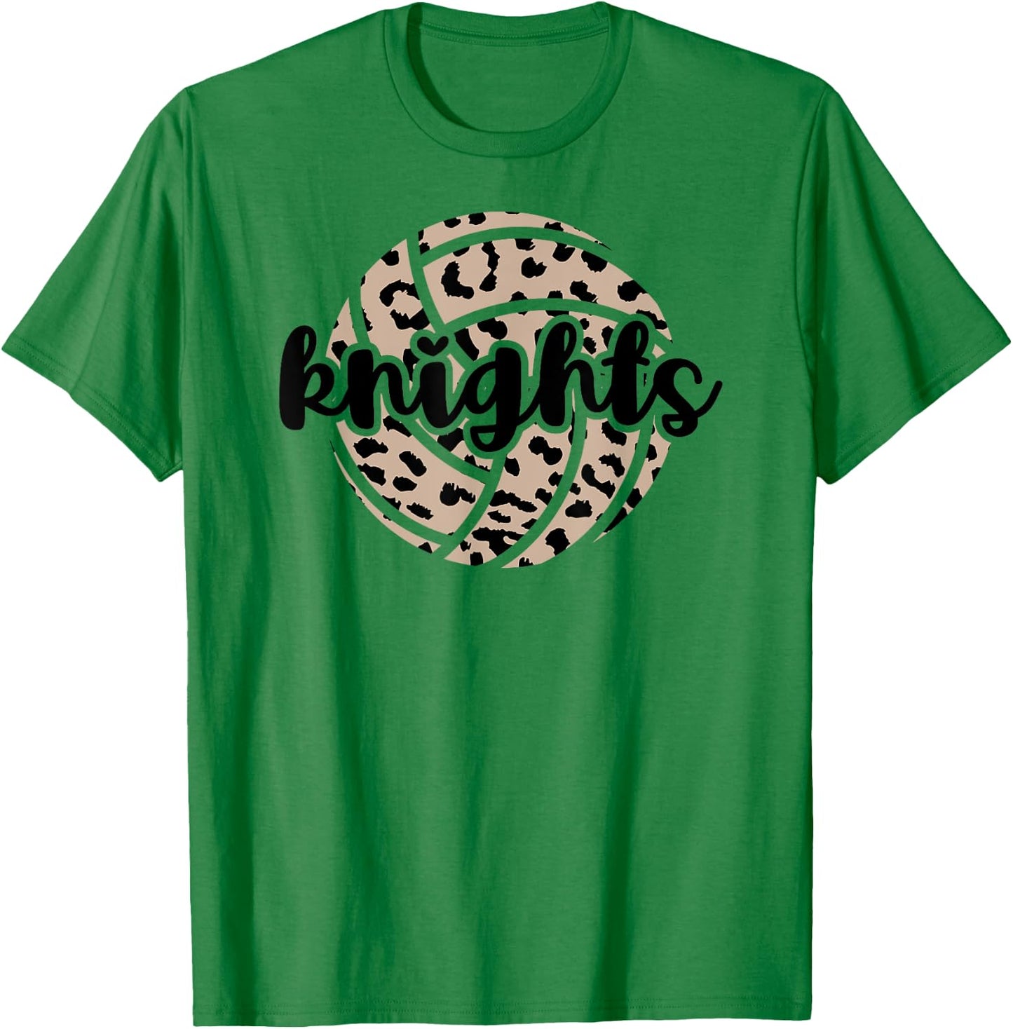 Knights Volleyball Team Cheetah Mascot School Spirit Game T-Shirt - T-Shirt | Irish Green