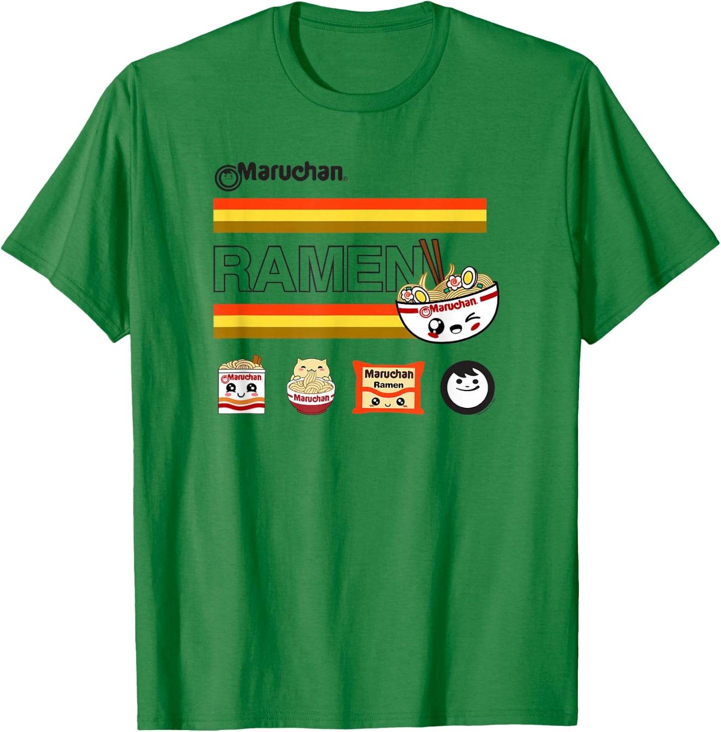 Maruchan Ramen Cute Anime Faces Logo T-Shirt - T-Shirt | Irish Green