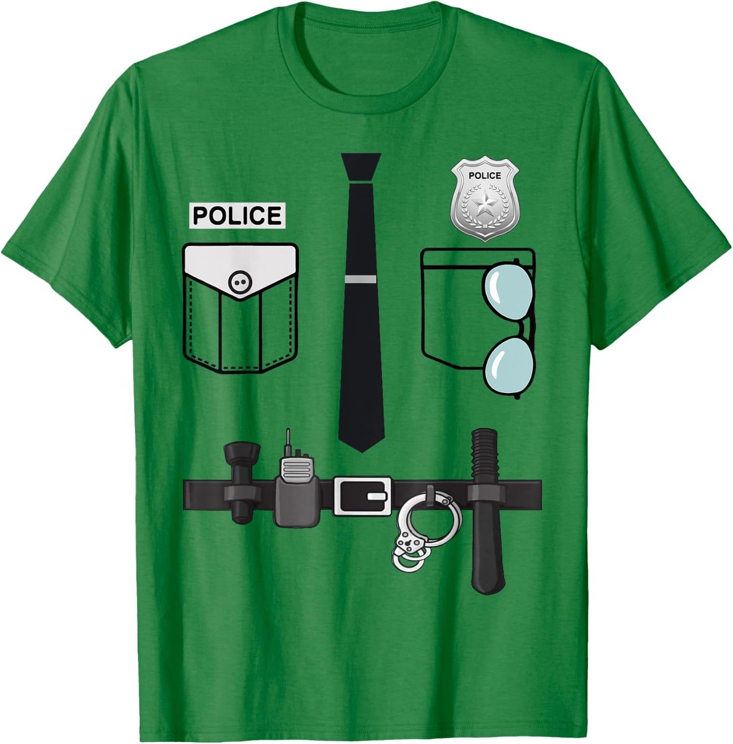Police Uniform Costume Halloween Policeman Kids Toddler Boys T-Shirt - T-Shirt | Irish Green