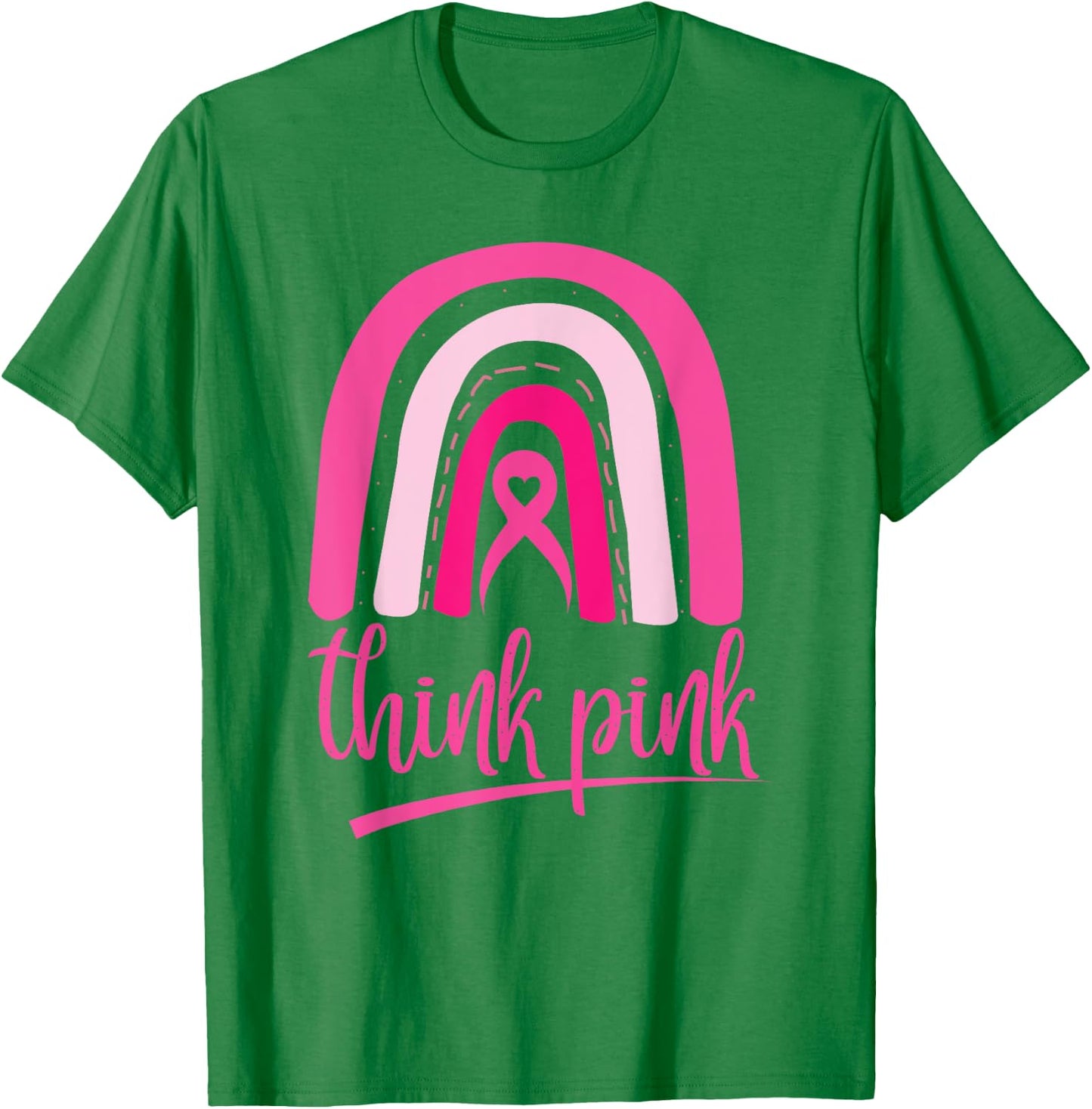 Think Pink Ribbon Rainbow Breast Cancer Awareness Awareness T-Shirt - T-Shirt | Irish Green
